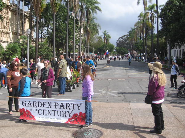 The Garden Party of the Century Parade is underway and turning onto El Prado!
