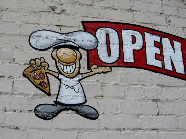 This smiling chef has prepared a tasty slice of pizza!