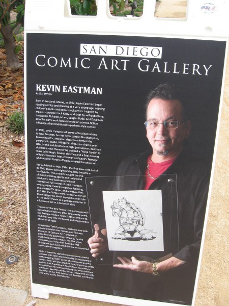 Kevin Eastman began reading comics and drawing at a very young age. Major influences include Jack Kirby and science fiction. He created a character named Ninja Turtle just for fun.