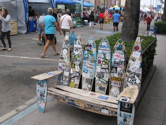 Cool skateboard bench by the 36th Annual Ocean Beach Street Fair and Chili Cook-Off Festival on Newport Avenue.