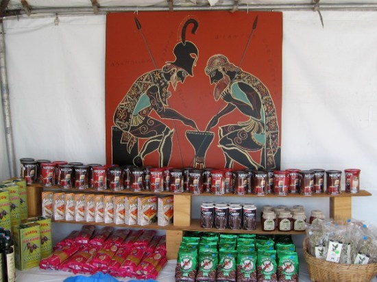 An ancient scene seems to have sprung from the pages of the Iliad. Are those Greek warriors stirring up some Nescafé?