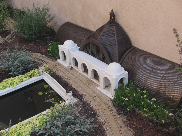 The Centennial Railway Garden also includes a model of Balboa Park's Botanical Building and nearby reflecting pool!