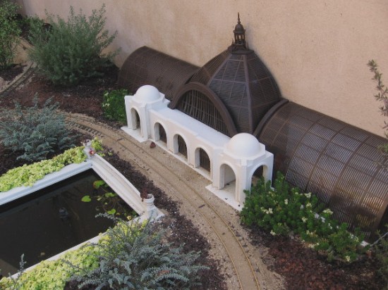 The Centennial Railway Garden also includes a model of Balboa Park's Botanical Building and nearby reflecting pool!