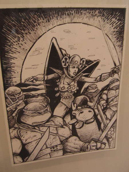 Inked panel is one sample of the fun TMNT artwork on display at the Kevin Eastman exhibition.