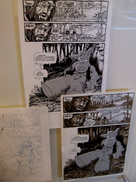 From sketch to finished page, visitors to the gallery can view a comic book's creative process.