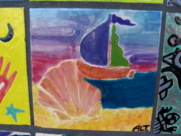 A sailboat and shell in San Diego.