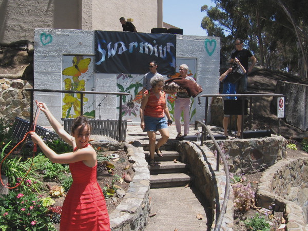 The avant-garde band Swarmius was setting up in the Zoro Garden among butterflies. Their half electronic, half instrumental music borrows from every conceivable musical style.