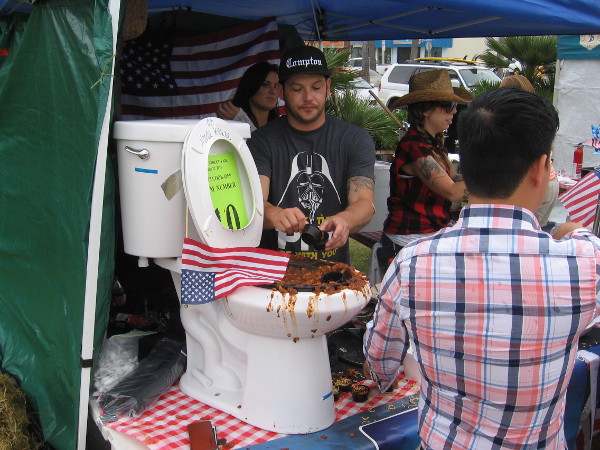 Perhaps this chili was the winner. Looks tasty, if you don't mind that it's served from a toilet!