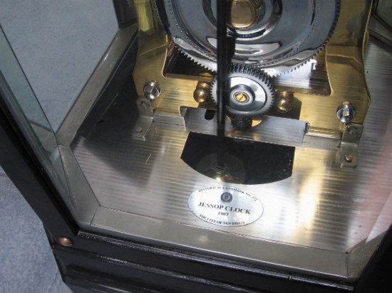 Base of the 1907 Jessop Clock in downtown's Horton Plaza shopping mall. Plaque indicates Historical Landmark No. 372, The City of San Diego.