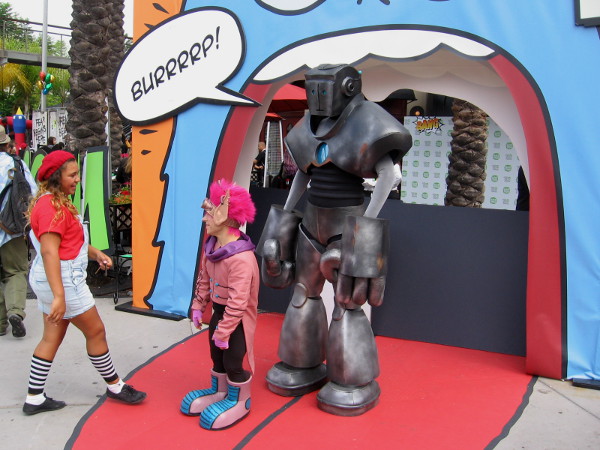 Comic book characters promote Webtoon (a digital comics platform) in the Gaslamp during 2015 San Diego Comic-Con.