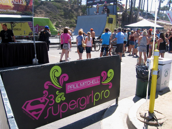 The annual female sports festival included high flying girls skateboarding a big halfpipe.