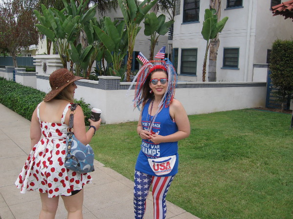 Almost everyone I saw was wearing clothing or costumes befitting a Fourth of July celebration!