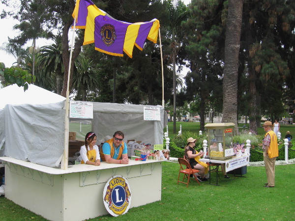 The Lions Club had a stand at Spreckels Park near the center of patriotic Coronado.
