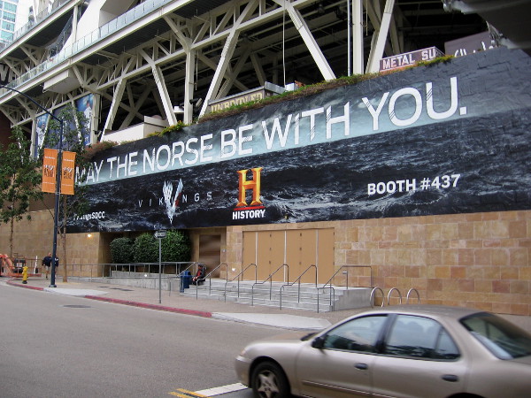 The wrap on the west wall of Petco Park is finished. Vikings on the History Channel. May the Norse be with you!