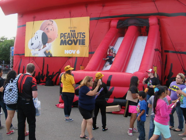 Inflatable slides at the Comic-Con Interactive Zone were set up to promote The Peanuts Movie.