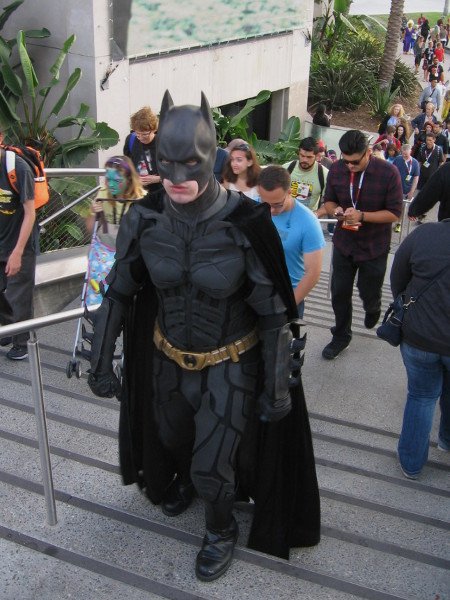 Batman has seen enough of this rabble. He's looking grim and determined to do something.