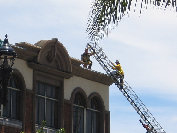 Firefighters, dealing with a potentially serious crisis, provide unexpected nail-biting entertainment for one and all.