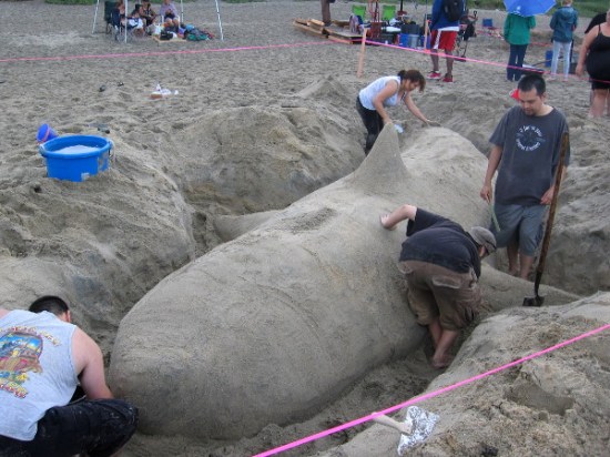 This team seemed to be digging out a whale. It's huge!