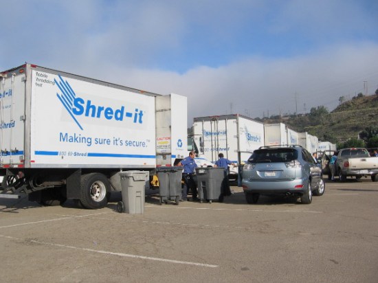Shred-it, a document destruction and recycling company, had a whole fleet of trucks ready for the big event!
