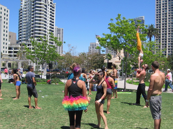 All sorts of people were trying out different moves that appear to take a lot of strength and athletic ability.