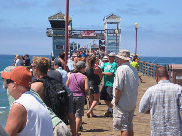 Guys on the other side of the pier seem more interested in fishing.