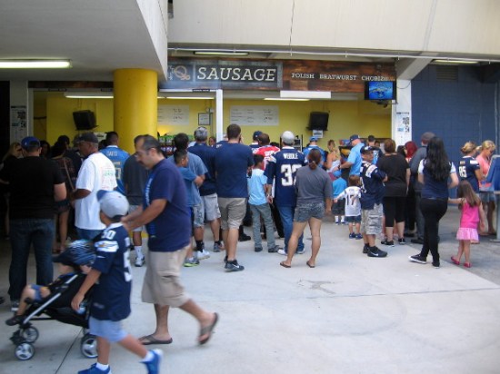 Chargers faithful line up at a concession stand to get ready for an enjoyable FanFest.