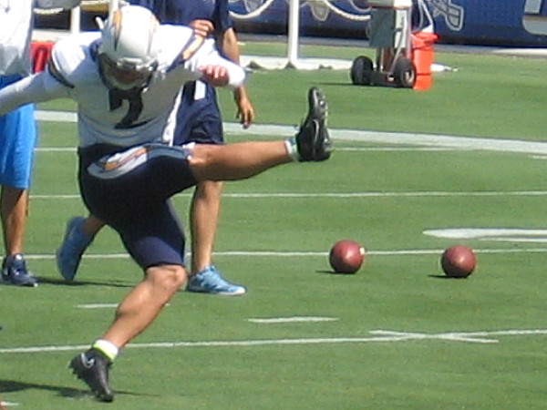 Footballs were flying everywhere, including through the goal posts. Rookie kicker Josh Lambo nailed it.