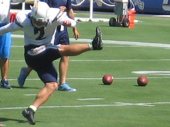 Footballs were flying everywhere, including through the goal posts. Rookie kicker Josh Lambo nailed it.