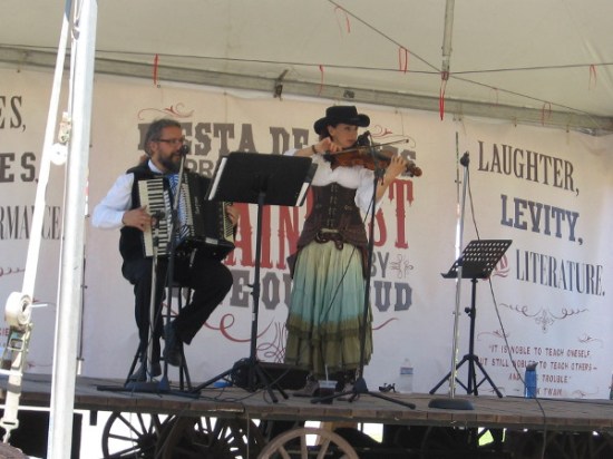 Some lively Irish music dating from the Old West is played during TwainFest on the Fiesta de Reyes stage. Laughter. Levity. Literature.