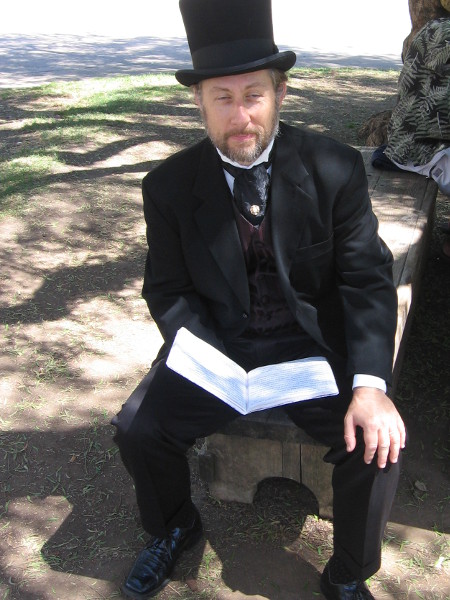 This elegantly-dressed gentleman informed me he would be reading classic fiction to the crowd later today.