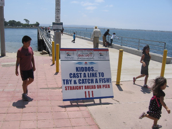 Kids could practice casting a fishing rod from the pier at the south end of Bayside Park.