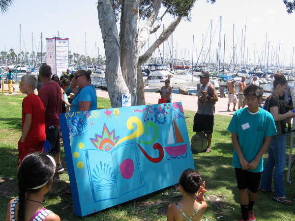 Youth, grown-ups, or anybody at all were invited to paint on this canvas!