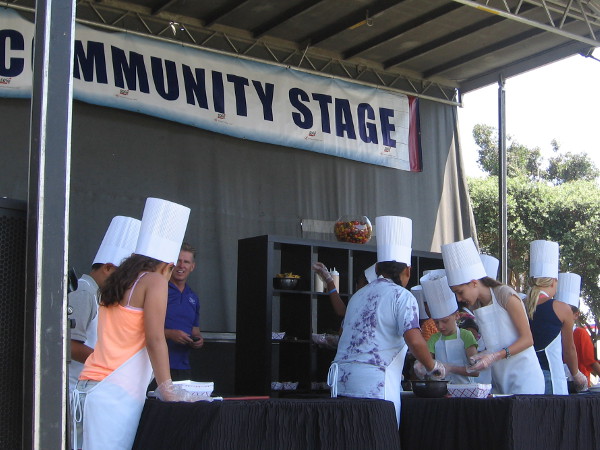 On the Community Stage, a bunch of kids competed in a cooking contest hosted by SeaWorld's Executive Chef Axel Dirolf.