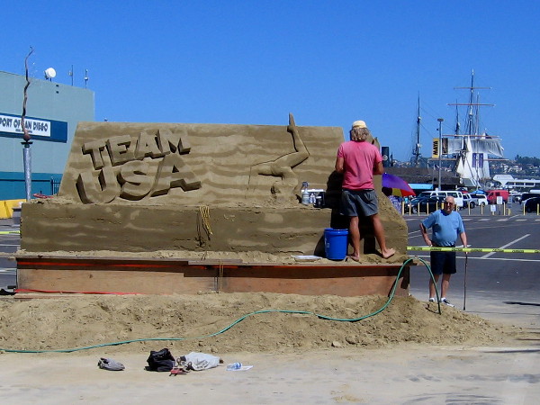 Dan is helping to create this non-competitive sculpture near the entrance to the 2015 U.S. Sand Sculpting Challenge at Harbor Drive.