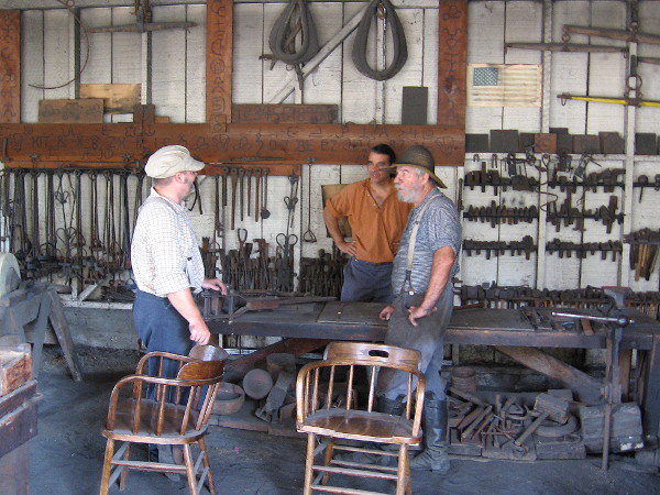 A sneaky peek into the blacksmith shop behind Seeley Stable Museum before the event officially begins outside in the plaza.