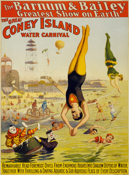 Barnum & Bailey Circus Water Carnival poster, Coney Island.