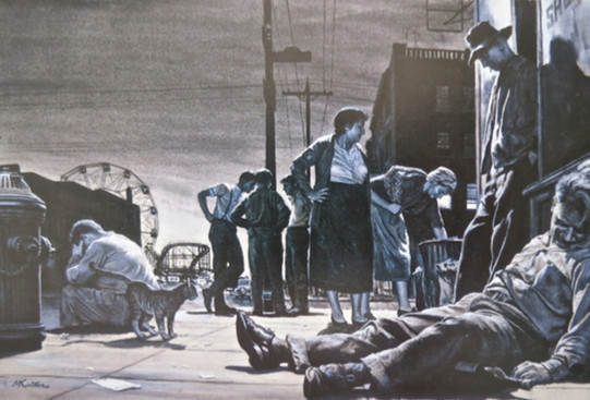 Mort Künstler, Coney Island, 1953, Gouache on paper. Collection of the artist.