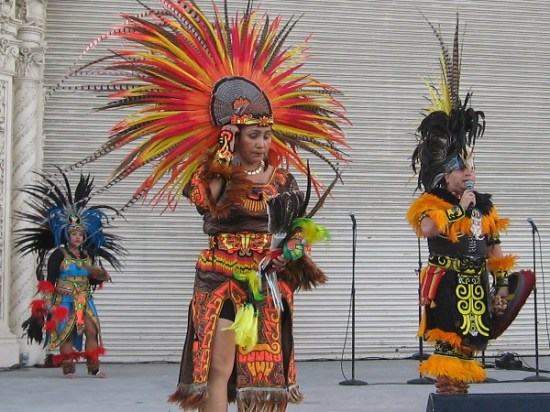 Dancers from Calpulli Mexihca perform at the Spreckels Organ Pavilion during House of Mexico celebration.