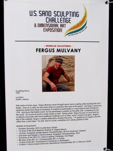 Fergus Mulvany is from Dublin, Ireland. He studied fine art and became a sand artist as a student by chance!