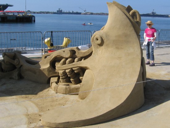 Kirk Rademaker is creating a piece called Anchor Leg, which indeed resembles an anchor. How appropriate, because it's by the water!