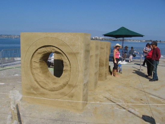 The opposite end features a circle, like an eyepiece, through which visitors are meant to look.