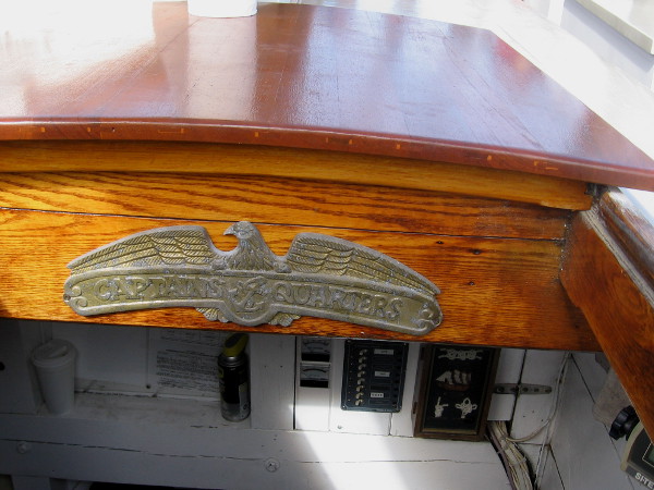 Plaque on tall ship American Pride indicates that down below is the Captain's Quarters.