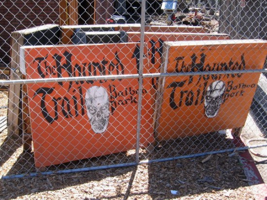 The Haunted Trail is under construction on the west end of Balboa Park. Workers seem to be just getting started.