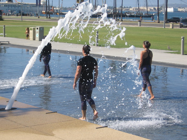 Moving outward, away, slowly, with poise.