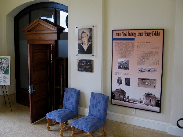 Inside the entrance to the Command Center. Various signs and free literature provide information about the converted military base and its many cultural attractions.