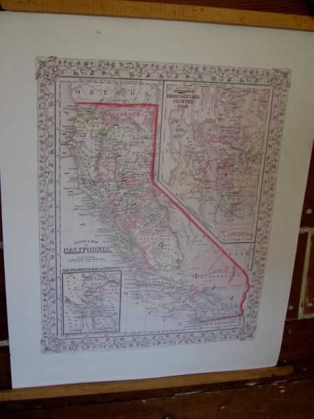 Old map of California from an era when many immigrants arrived by ship.