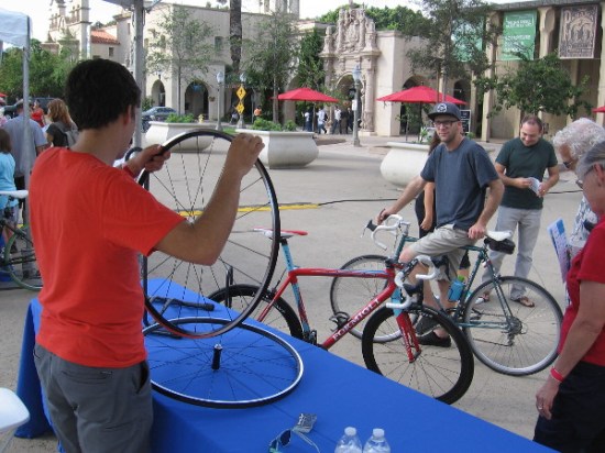 This guy was showing how he employs magnets in very unique bicycle wheel hubs that he produces.
