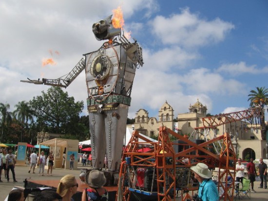 Robot Resurrection has been joined by the famous 17 foot tall mechanical walking Electric Giraffe!