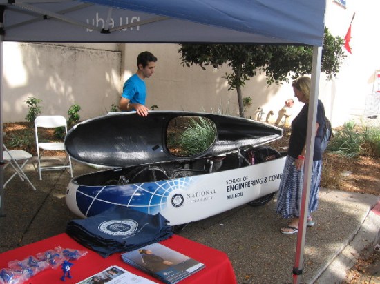 National University's School of Engineering and Computing had a futuristic vehicle on display.