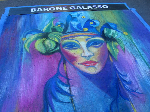 Michael Zamora. Fantastic chalk face based on an Italian painting in the San Diego Museum of Art in Balboa Park.